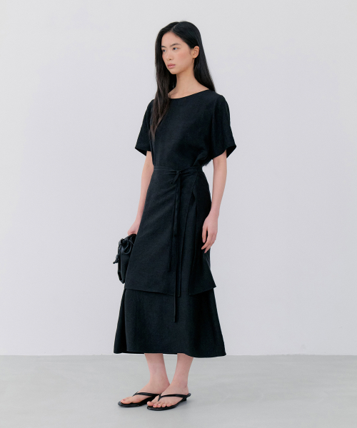 SLEEK LAYERED LAP ONE PIECE - BLACK