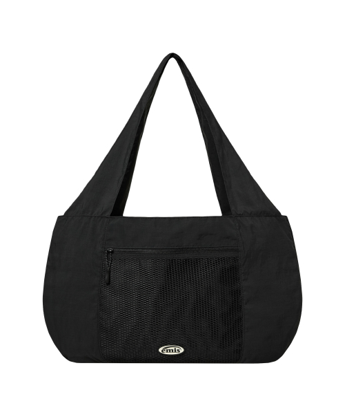MESH NYLON SHOULDER BAG-BLACK