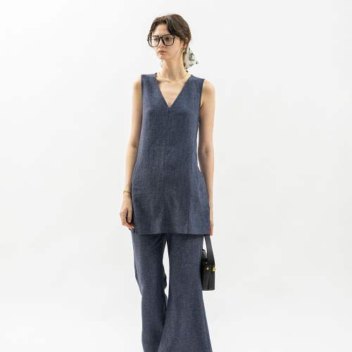 WD_Chic vest and pants two-piece set_DARK BLUE