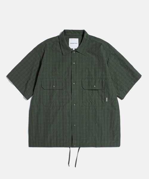 Washer Checked Shirt Jacket Dark Green
