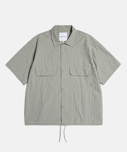 Washer Checked Shirt Jacket Warm Grey
