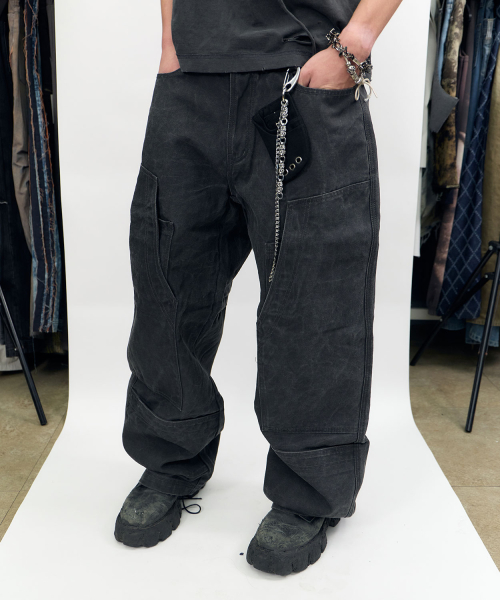 Dyed Multi Cargo Carpenter Pants Dark Grey