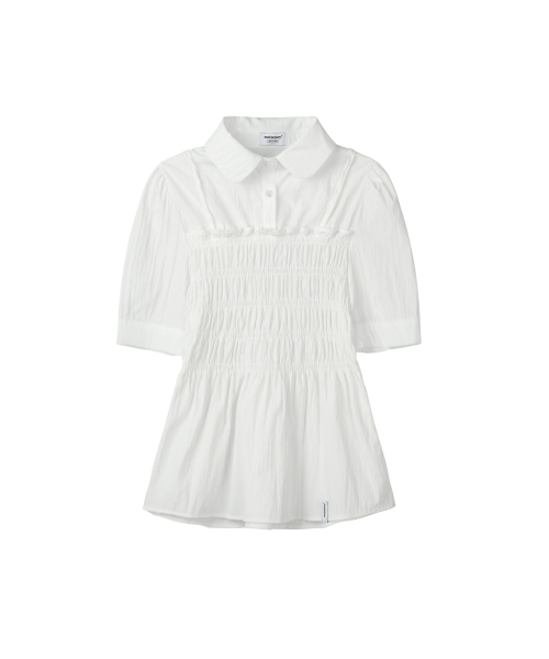 Блузка с рюшами и сборками (White)