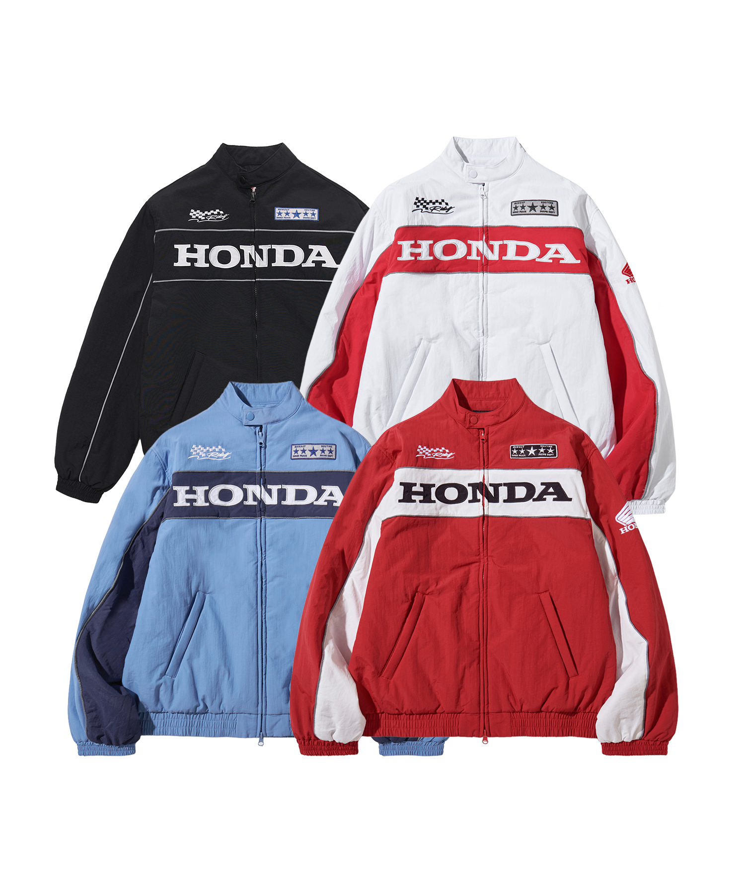 Piping Motorcycle Blouson Jacket 4Colors
