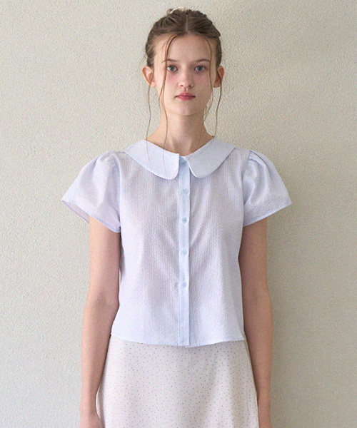 COSMO COLLAR PUFF SLEEVE BLOUSE_SKY BLUE