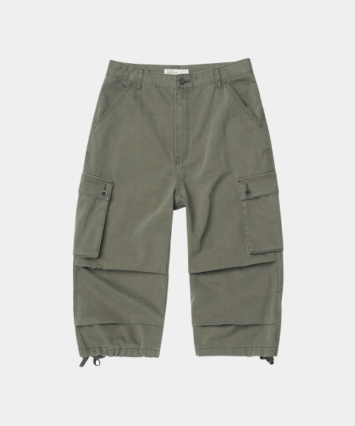 Винтажные брюки карго капри в стиле милитари (Washed Khaki)
