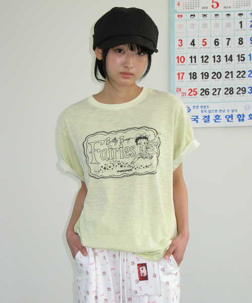 BETTY BOOP FAIRY SLUB BASIC FIT T SHIRT SOFT YELLOW