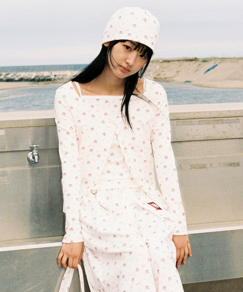 BETTY BOOP PATTERN SLIM CARDIGAN WHITE