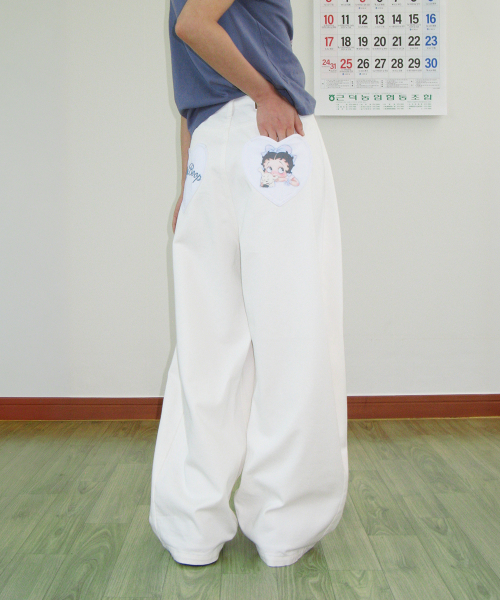BETTY BOOP HEART POCKET DENIM WHITE