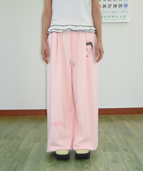 BETTY BOOP LETTERING SWEAT JOGGER PANTS SOFT PINK
