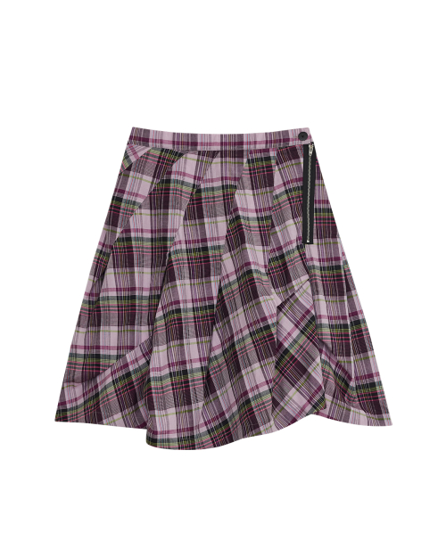 W ZIPPER CHECK GORED SKIRT (CHECK)