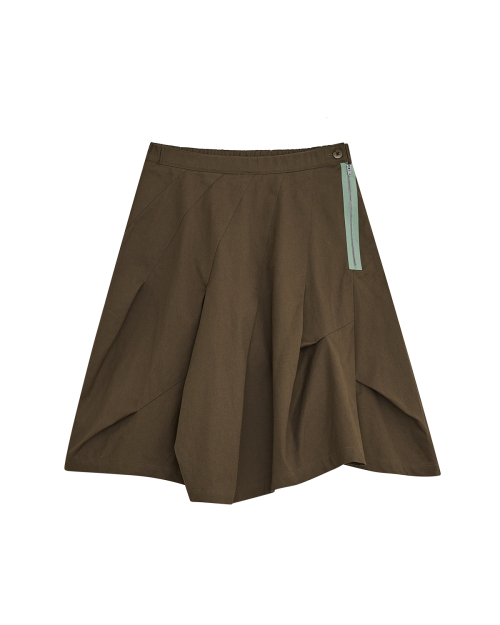 W ZIPPER GORED SKIRT (KHAKI BROWN)