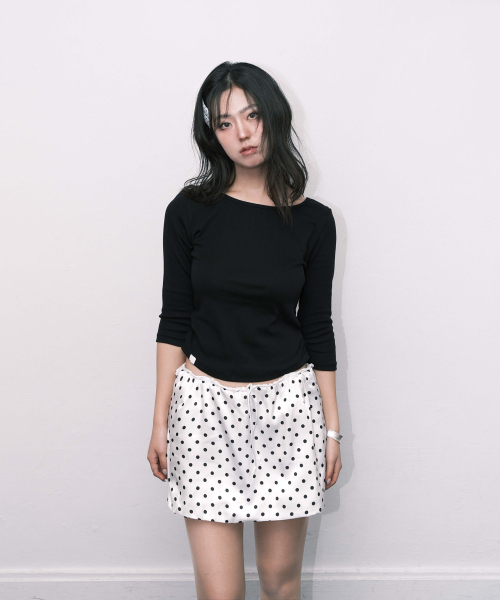 Slim 3/4 sleeve T-shirt (black)