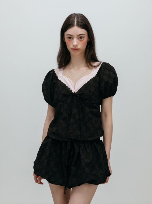 BALLOON LACE BLOUSE / BLACK
