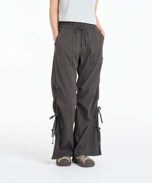 Женские брюки из жатки с разрезами, Khaki