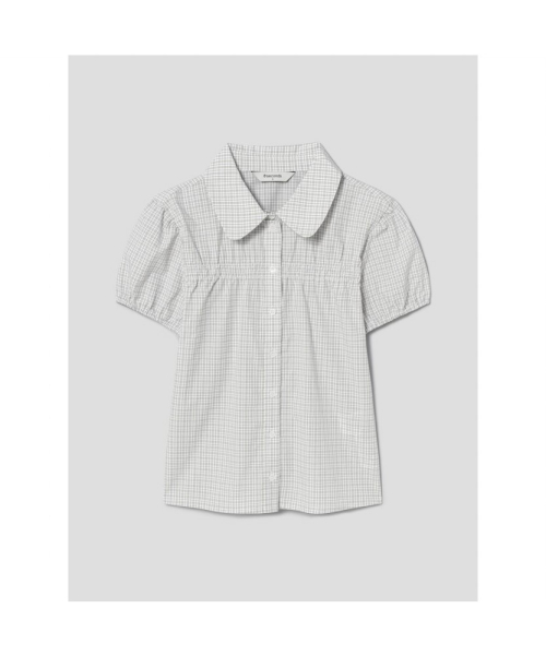 Рубашка в клетку со сборками - Light Grey