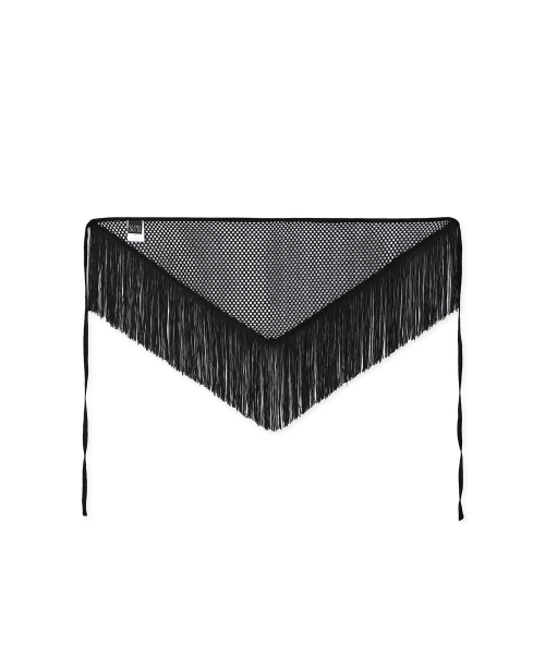 FRINGE CROCHET SCARF_ BLACK