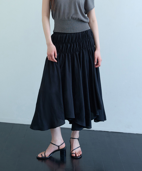ASYMMETRIC FLARED SKIRT_ BLACK
