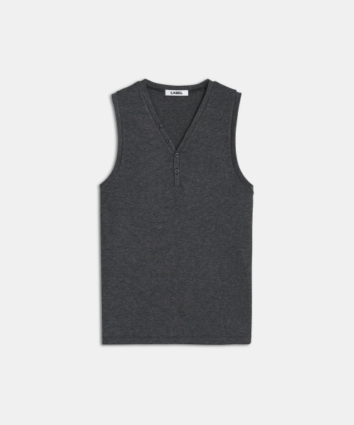 Denver sleeveless button henley coal