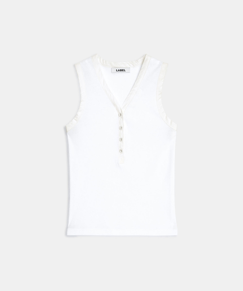W Coen trimmed henley tank white