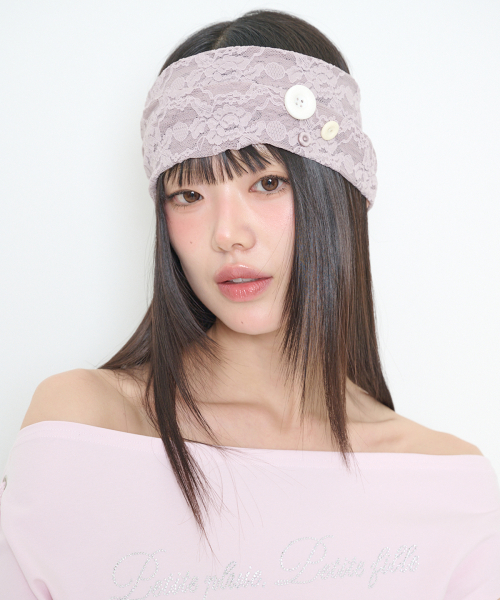 TWO-WAY LACE HAIRBAND PINK