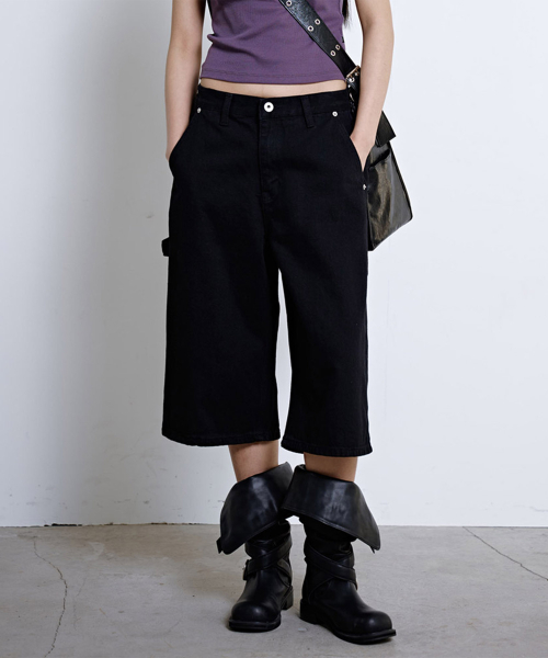 Bermuda Denim Pants (Black)