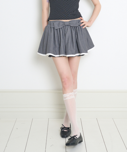 BOW PUMPKIN SKIRT PANTS CHARCOAL