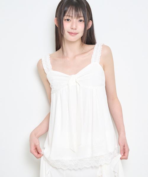 BOW CHIFFON LACE SLEEVELESS IVORY