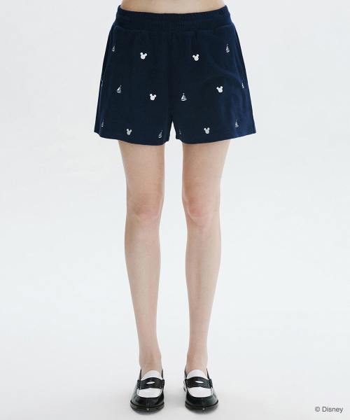 [26SM clove] All-over Mickey_Terry Shorts (Navy)