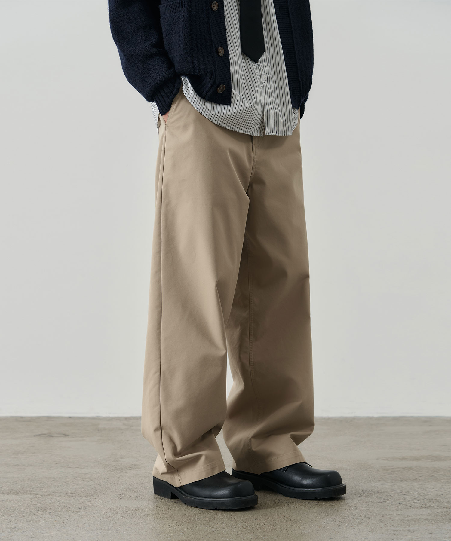 washed wide chino pants [White]