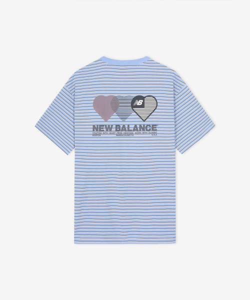 NBNEG2A113 / Футболка UNI NB в полоску с сердцем (GRAPHIC LIGHT BLUE)
