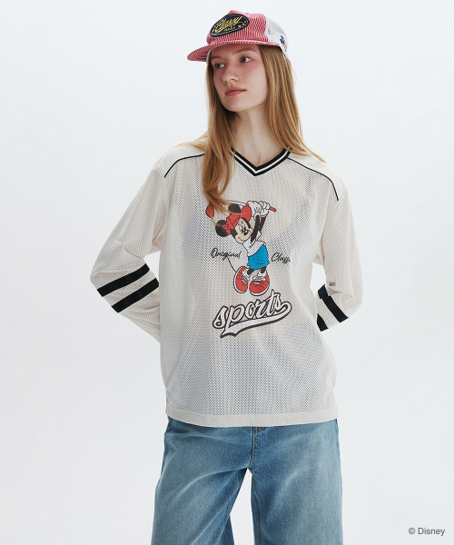 [26SM clove] Mickey_Mesh T-Shirt (Light Beige)