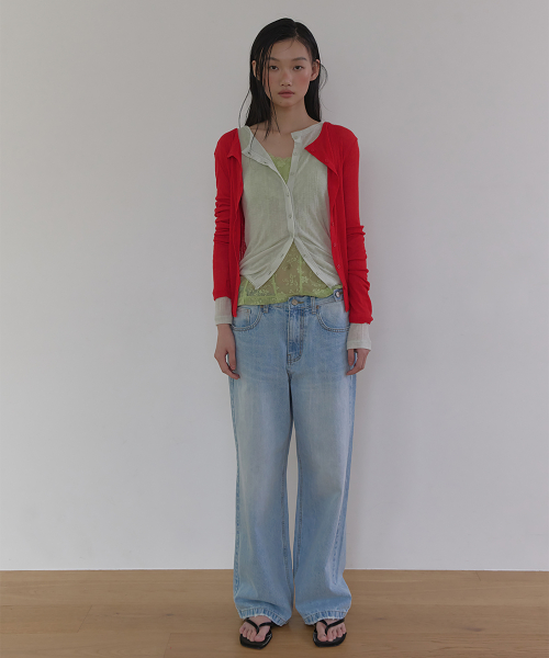 WIDE FIT WASHED DENIM PANTS (LIGHT BLUE)