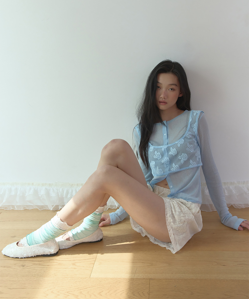 ROSE LACE LAYERED BUSTIER TOP (SKY BLUE)