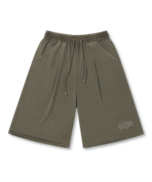 RAW-CUT PIGMENT BURMUDA PANTS KHAKI