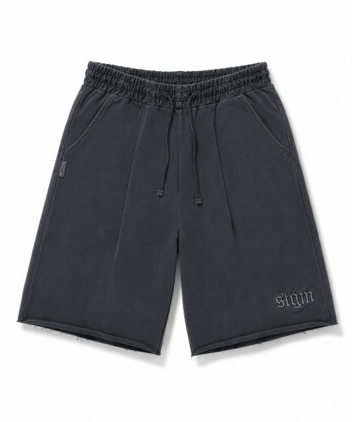 RAW-CUT PIGMENT BURMUDA PANTS CHARCOAL