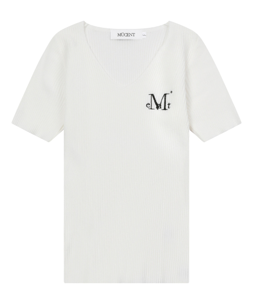 ZERO V-NECK SHORT-SLEEVE RIBBED KNIT (2COLOR)