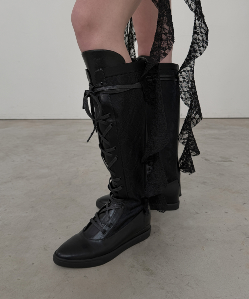 [X ODOR] Lace Ribbon Rain Boots