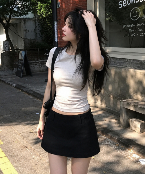 로우 무드 스커트 팬츠 (블랙)