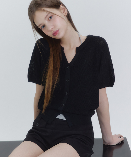 Lenore V-Slit короткий рукав кардиган
