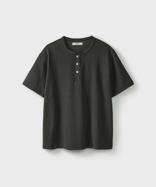 WAFFLE HENLEY S/S T-SHIRT [GRAPHITE]