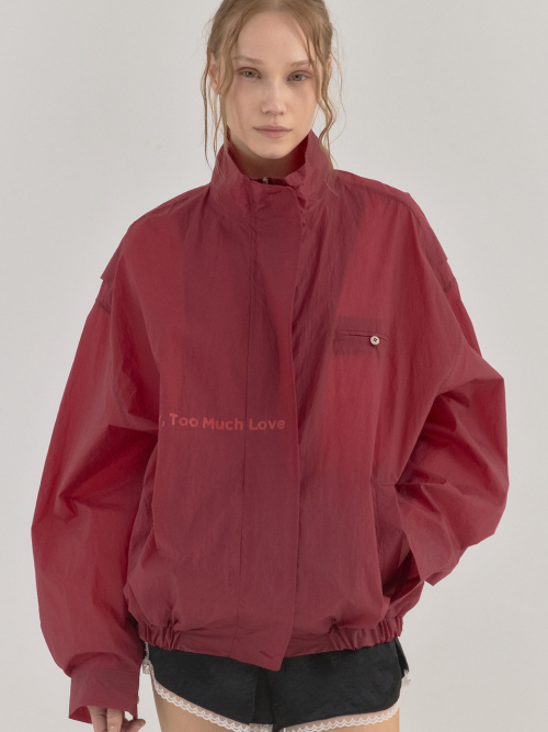 Crimson Sheer Nylon Windbreaker_Red