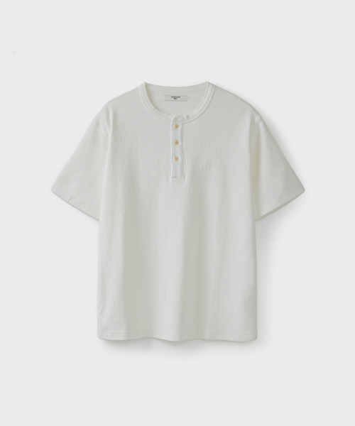 WAFFLE HENLEY S/S T-SHIRT [WHITE]