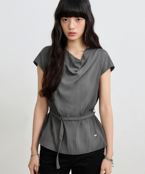 Блузка с хомутом и поясом Charcoal Gray