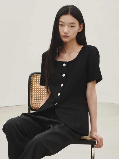 Летний твидовый жакет Summer Tweed Line Jacket - Black