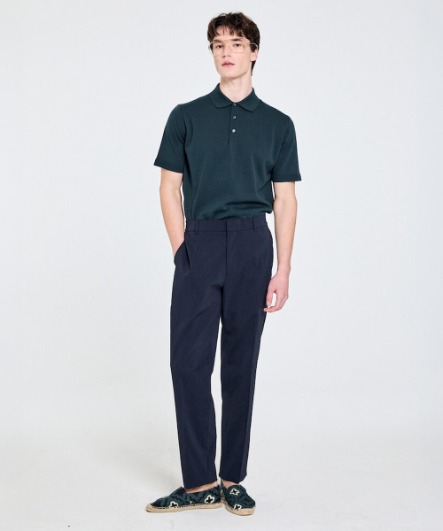 Легкие жатые брюки-слаксы, Navy