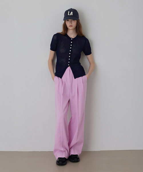 Linen Two-Tuck Wide Slacks Pants