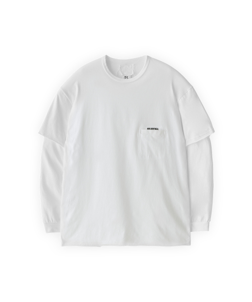 Pocket longsleeve LS tee / col white