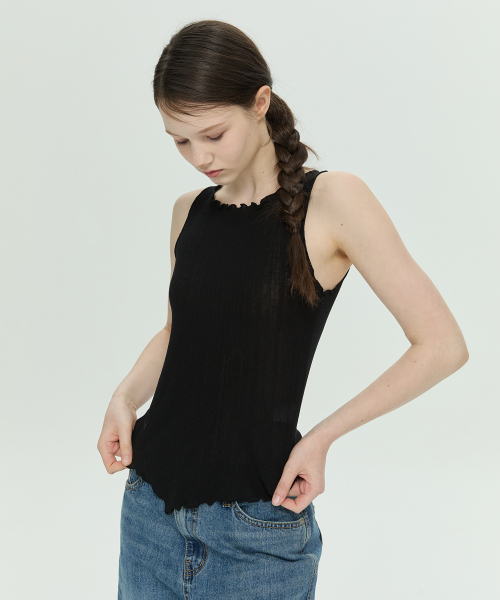 Asymmetric Hem без рукавов топ (чёрный)