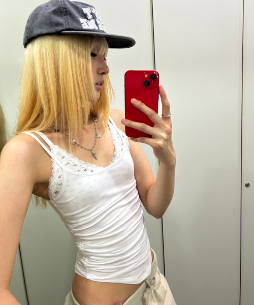BRALETTE LAYERED SLEEVELESS TOP [WHITE]